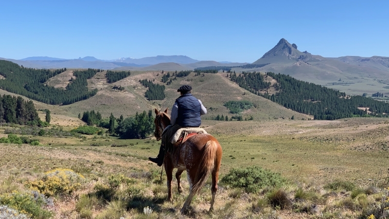 Horseback riding at Tipiliuke Lodge, Patagonia, Argentina.